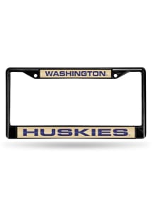 Washington Huskies Black Chrome License Frame