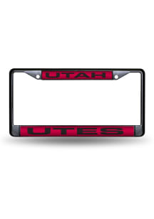 Utah Utes Black Chrome License Plate Frame - Black