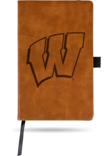 Wisconsin Badgers Engraved Notebook and Folder - Brown