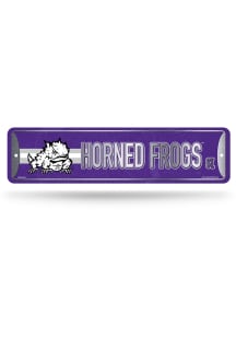 TCU Horned Frogs 4x15 Metal Street Sign - Silver