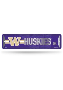 Washington Huskies 4x15 Metal Street Sign - Silver