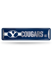 BYU Cougars 4x15 Metal Street Sign - Silver