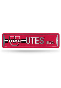 Utah Utes 4x15 Metal Street Sign - Silver