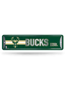 Milwaukee Bucks 4x15 Metal Street Sign - Silver