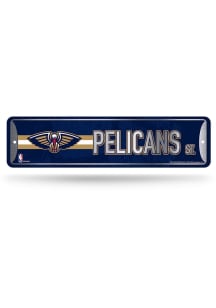 New Orleans Pelicans 4x15 Metal Street Sign - Silver