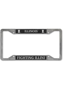 Illinois Fighting Illini Pewter License Plate Frame - Silver