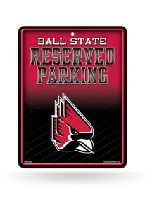 Ball State Cardinals Metal Parking Sign - Silver
