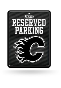 Calgary Flames Metal Parking Sign - Black