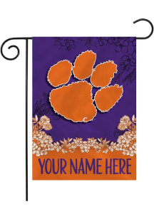 Clemson Tigers Personalized Garden Flag - White