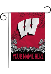Wisconsin Badgers Personalized Garden Flag - White