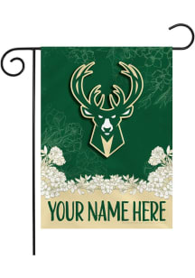 Milwaukee Bucks Personalized Garden Flag - White