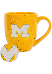 Michigan Wolverines 16oz Team Logo Speckled Ceramic Mug - Yellow