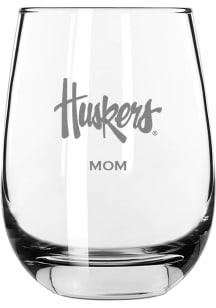 Nebraska Cornhuskers Mom 15oz Stemless Wine Glass - White