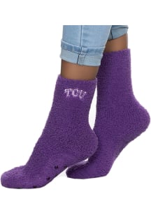 TCU Horned Frogs Womens Fuzzy Slipper Womens Quarter Socks