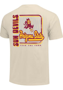Arizona State Sun Devils Ivory Striped Sign Script Short Sleeve T Shirt