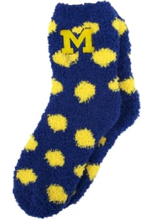 Michigan Wolverines Polka Dot Fuzzy Womens Quarter Socks