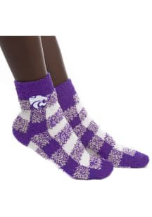 K-State Wildcats Buffalo Check Fuzzy Womens Quarter Socks