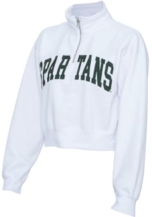 Michigan State Spartans Womens White Crop Qtr Zip