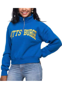 Pitt Panthers Womens Blue Cropped Qtr Zip