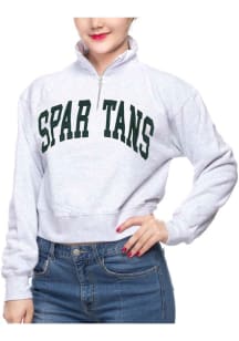 Michigan State Spartans Womens Ash Cropped Qtr Zip