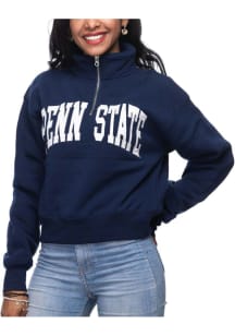Penn State Nittany Lions Womens Navy Blue Cropped Qtr Zip