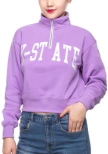 K-State Wildcats Womens Lavender Cropped Qtr Zip