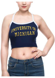 Michigan Wolverines Womens Blue Crop Halter Tank Top