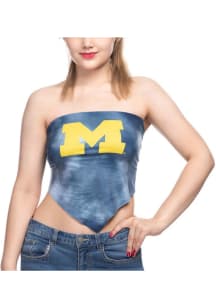 Michigan Wolverines Womens Blue Cloud Tie Back Tank Top