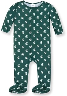 Michigan State Spartans Baby Green Magnetic Loungewear One Piece Pajamas