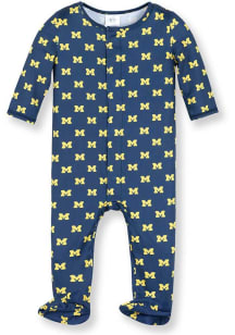 Michigan Wolverines Baby Blue Magnetic Loungewear One Piece Pajamas