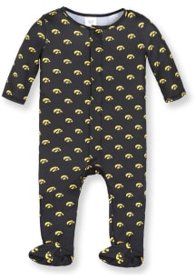 Iowa Hawkeyes Baby Black Magnetic Loungewear One Piece Pajamas