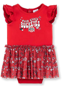 Ohio State Buckeyes Baby Red Tutu Print Short Sleeve One Piece