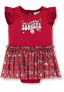 Oklahoma Sooners Baby Cardinal Tutu Print Short Sleeve One Piece