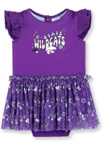 K-State Wildcats Baby Purple Tutu Print Short Sleeve One Piece