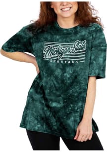 Michigan State Spartans Womens Green Cloud Dye Short Sleeve T-Shirt