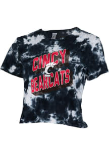 Cincinnati Bearcats Womens Black Tie Dye Crop Short Sleeve T-Shirt