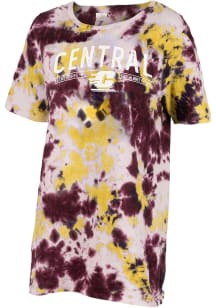 Central Michigan Chippewas Womens Maroon Tie Dye Short Sleeve T-Shirt