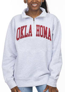 Oklahoma Sooners Womens Ash Sport Fleece Design Qtr Zip