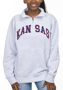 Kansas Jayhawks Womens Ash Sport Fleece Qtr Zip