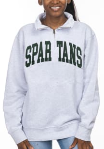 Michigan State Spartans Womens Ash Sport Fleece Qtr Zip