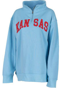 Kansas Jayhawks Womens Light Blue Sport Fleece Qtr Zip