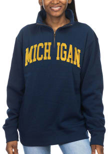 Michigan Wolverines Womens Blue Sport Fleece Qtr Zip