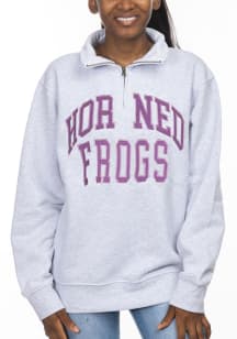 TCU Horned Frogs Womens Ash Sport Fleece Qtr Zip