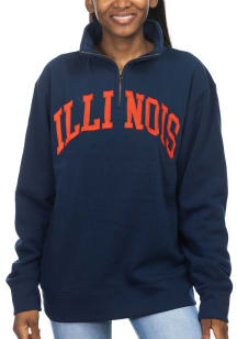 Illinois Fighting Illini Womens Navy Blue Sport Fleece Qtr Zip