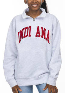 Indiana Hoosiers Womens Ash Sport Fleece Qtr Zip