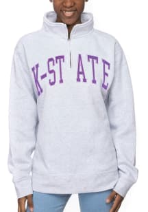 K-State Wildcats Womens Ash Sport Fleece Qtr Zip