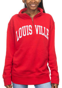 Louisville Cardinals Womens Red Sport Fleece Qtr Zip