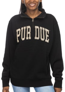 Purdue Boilermakers Womens Black Sport Fleece Qtr Zip