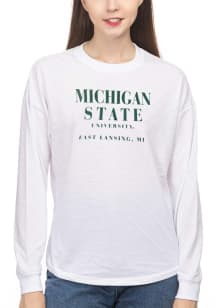 Michigan State Spartans Womens White Drop Shoulder LS Tee