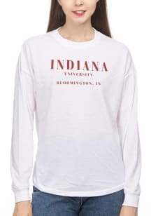 Indiana Hoosiers Womens White Drop Shoulder LS Tee